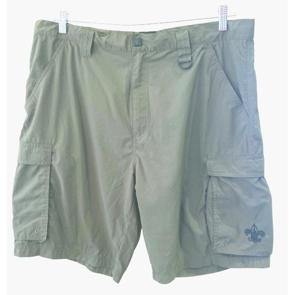 Boy Scouts Mens Cargo Shorts Green Adult L Large Centennial Uniform Short BSOA - Picture 1 of 12